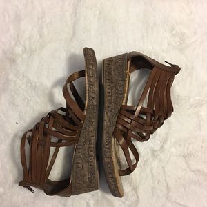 Brown leather gladiator sandals